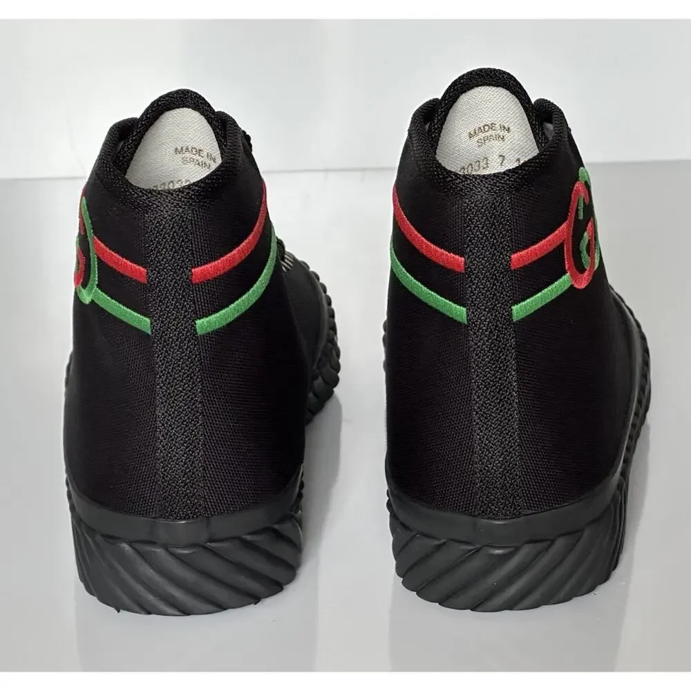 NIB Gucci Fabric Black High-top Sneakers 12.5 US (Gucci 11.5) 703033 Spain
